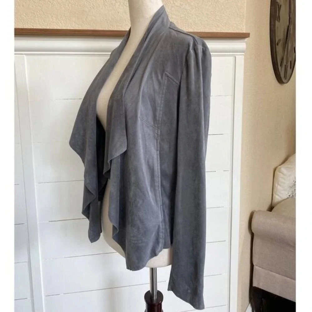 KUT from the Kloth Grey Faux Suede Drape Front Waterfall Jacket XS K125031‎